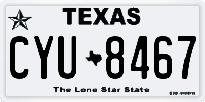 TX license plate CYU8467