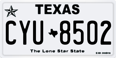 TX license plate CYU8502