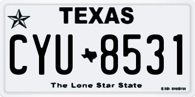 TX license plate CYU8531