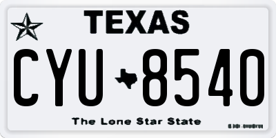 TX license plate CYU8540