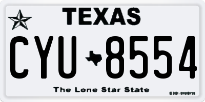 TX license plate CYU8554