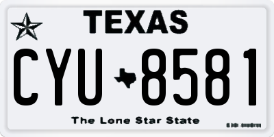 TX license plate CYU8581