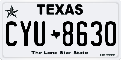 TX license plate CYU8630