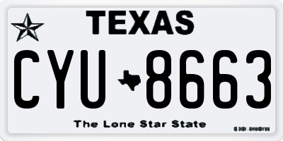 TX license plate CYU8663
