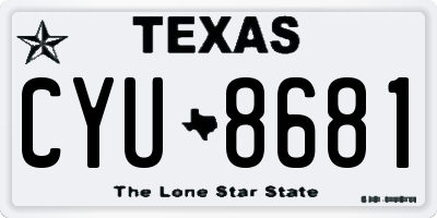 TX license plate CYU8681