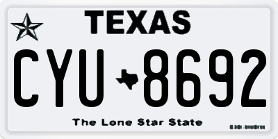 TX license plate CYU8692