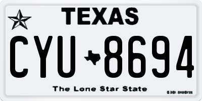 TX license plate CYU8694