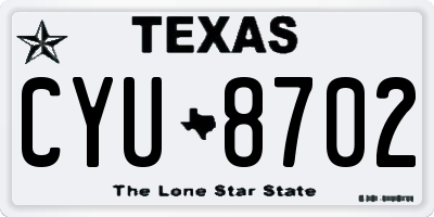 TX license plate CYU8702