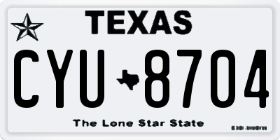 TX license plate CYU8704