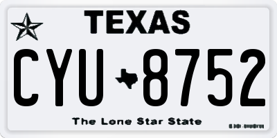 TX license plate CYU8752