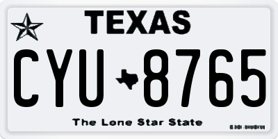 TX license plate CYU8765