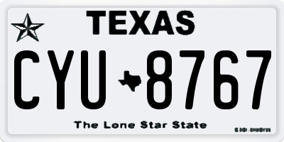TX license plate CYU8767