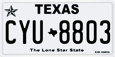 TX license plate CYU8803