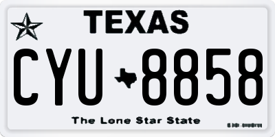 TX license plate CYU8858