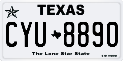 TX license plate CYU8890