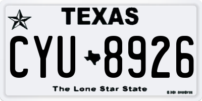 TX license plate CYU8926