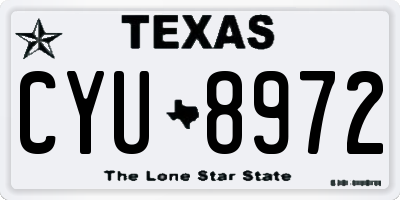 TX license plate CYU8972