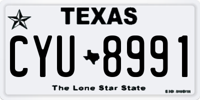 TX license plate CYU8991