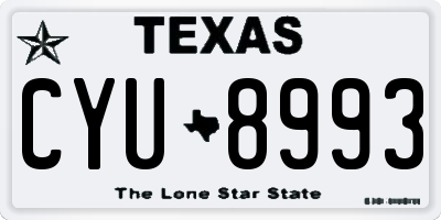 TX license plate CYU8993
