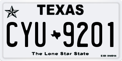 TX license plate CYU9201