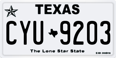 TX license plate CYU9203
