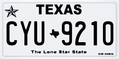 TX license plate CYU9210