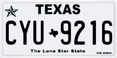 TX license plate CYU9216