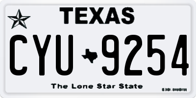 TX license plate CYU9254