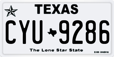 TX license plate CYU9286