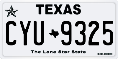 TX license plate CYU9325