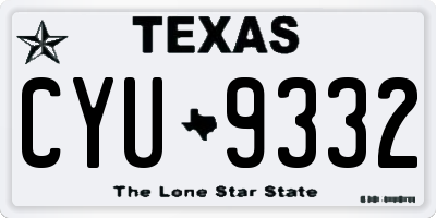 TX license plate CYU9332