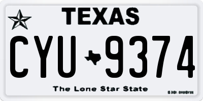 TX license plate CYU9374