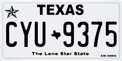 TX license plate CYU9375