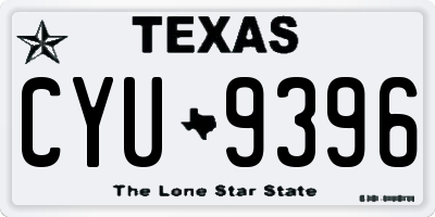 TX license plate CYU9396