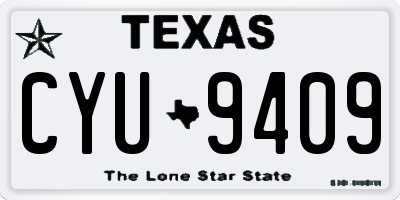 TX license plate CYU9409