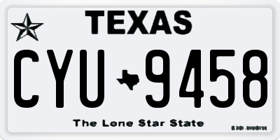 TX license plate CYU9458