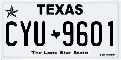 TX license plate CYU9601