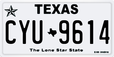 TX license plate CYU9614