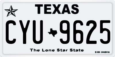 TX license plate CYU9625