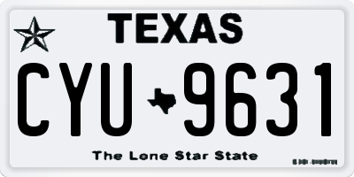 TX license plate CYU9631