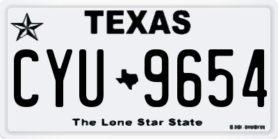 TX license plate CYU9654