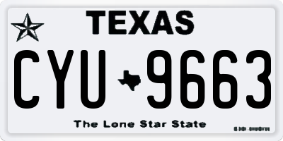 TX license plate CYU9663