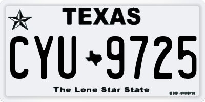 TX license plate CYU9725