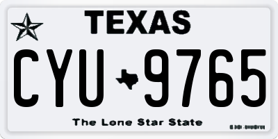 TX license plate CYU9765
