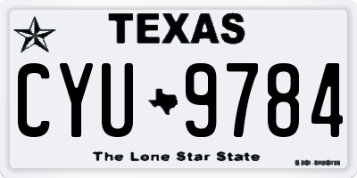 TX license plate CYU9784