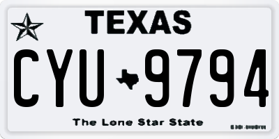 TX license plate CYU9794
