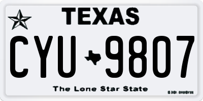 TX license plate CYU9807