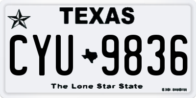 TX license plate CYU9836