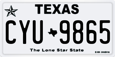TX license plate CYU9865