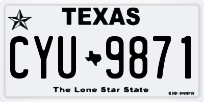 TX license plate CYU9871